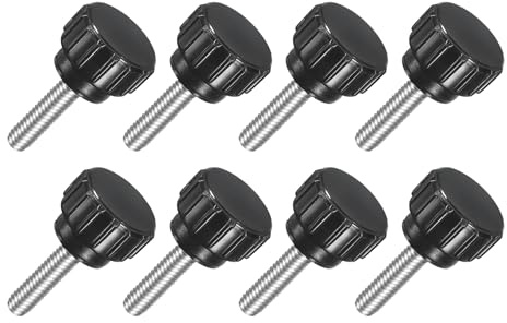 sourcing map 8Pcs M4 x 15mm Knurled Clamping Knob, 304 Stainless Steel Thumb Screw Clamping Knob Round Hand Threaded Hand Bolt Stud Knob 14mm Dia for Machinery
