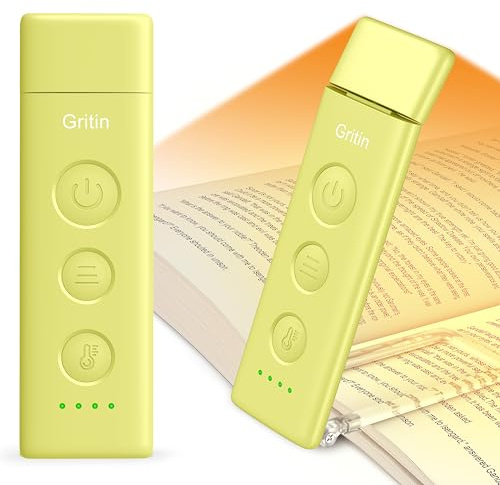 Gritin Leselampe Buch Klemme, USB C Wiederaufladbare Buchlampe Augenschonende Leselicht für Lesen ins Bett, 3 Farbtemperaturen & Stufenlos Dimmbar, Winkel Eintsellbar Klemmleuchte, Smaragdgrün