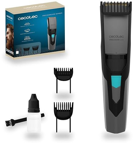 Cecotec Kabelloser Bartschneider PrecisionCare Barber. Akku-Bartrasierer mit Edelstahlklingen, Kamm von 1 bis 10 mm und ein weiterer von 11 bis 20 mm, 1 Stunde Akkulaufzeit.