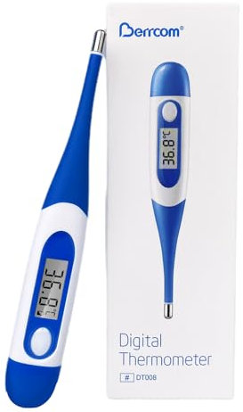 Thermomètre Flexible pour Adultes et Enfants, Berrcom Thermomètre Buccal et Pour Avant-Bras Thermomètre Médical étanche avec Alarme de Fièvre