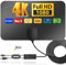 Antenna TV Interna Digitale Terrestre - Antenna da Interno per Smart TVs e Vecchie TVs (con Decoder Digitale DVB-T/T2), con Amplificata Potente, Cavo Coassiale da 5 m e Connettore maschio di Tipo F