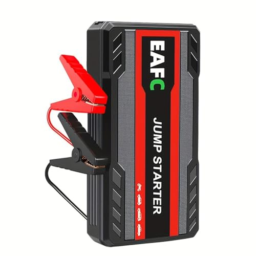 EAFCAuto Arrancador de batería portátil para Coche de 600 A, Dispositivo de Arranque de 12 V, con luz LED (SOS/Iluminación/Estroboscópico), Adecuado para Gasolina de 3L (Negro)