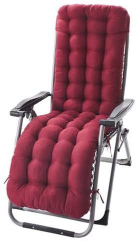 Mateju Cojín para Tumbona de Jardín, Suave Cómodo Cojín Reclinable Colchoneta para Tumbonas, Ideal para Exterior Sillas Balcón Playa Terraza, Color (Rojo,48x125x8cm)