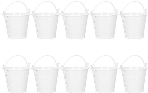 Kukyller 10 macetas, mini macetas para suculentas, maceta de metal con asas, cubo de metal pequeño para decoración de interiores y exteriores, accesorios de contenedor, centro de mesa (4 x 5.5 x 6)