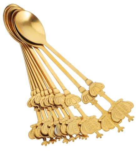 CIYODO 10piezas Cucharillas De Té Inoxidable De Cucharas Doradas Para Postre Cuchara De Café