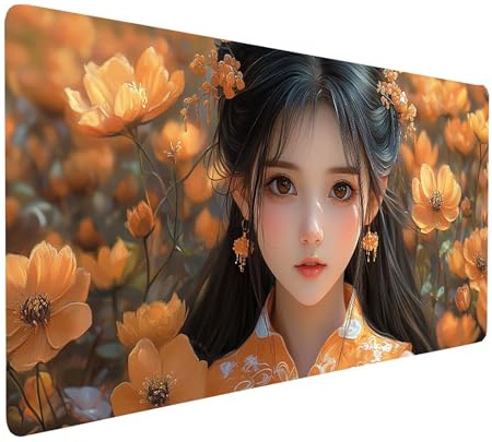 Tapis de Souris xxl 1600x800x3MM Imperméable Femme Tapis de Bureau Gaming pour Clavier Souris Sans fil Ordinateur Portable, Mouse Pad Planter Bords Surpiqués Base Antidérapante, Cadeau Homme model6610