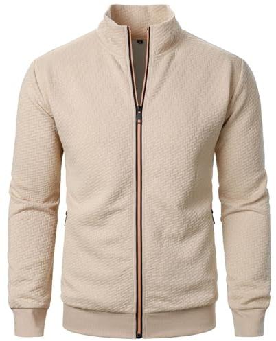 Generisch Softshell Impermeable para Hombre Resistente al Agua Chaqueta de Invierno de Manga Larga Abrigo Cuadrado de Paño Cremallera Chaqueta de Punto Sudadera Chaqueta de Seda para Hombre, caqui, L
