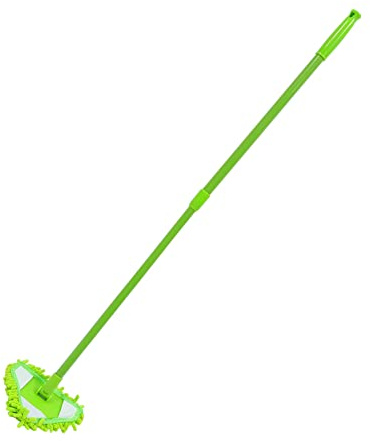 MAGICLULU Balai Triangulaire Télescopique Vert Serpillière Chenille Absorbante Nettoyage Maison Sols Fenêtres Plafonds Usage Polyvalent