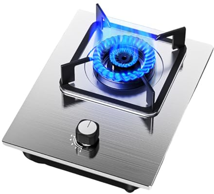 Cuisinière à gaz à un brûleur, cuisinière portable à haut feu avec panneau en acier inoxydable, cuisinière simple encastrée, for mijoter, frire, sauter, cuire à la vapeu5,2 kW(LPG)