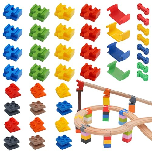 Shinybox 40 Stück Holzeisenbahn Schienen Adapter, Eisenbahn Spielzeug Zubehör, Universal Holzeisenbahn Adapter Set, Holz Eisenbahn Kinder Zug Spielzeug Zubehör für Kinder