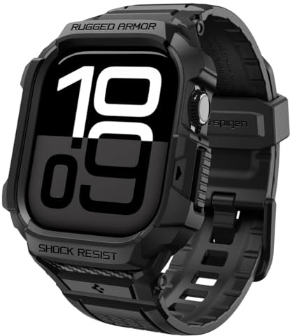 Spigen Rugged Armor Pro 2 Case with Strap Band Compatible with Apple Watch Series 11/10 42mm (2025/2024) - Matte Black