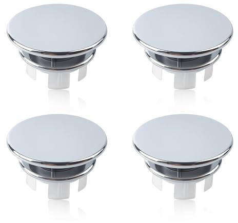 4 PCS Anneau de Débordement, Couvercle de Trop-Plein pour Lavabo, Bouchon trop Plein lavabo en Plastique Chromé, Cache trop Plein lavabo, Accessoire de Salle de Bain et Cuisine
