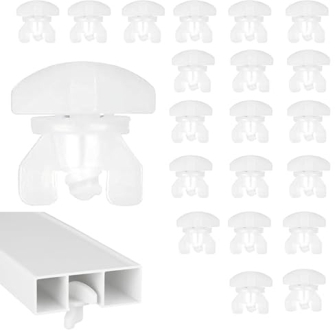 HSYTEK 20 Stück Gardinenstopper für Schienen, Gardinen Feststeller, Weiß Hartplastik für Min. 17 X 6 mm Laufkammern, Gardinenstopper für Schienensysteme mit Innenläufen, Zwischenfeststeller (weiß-1)