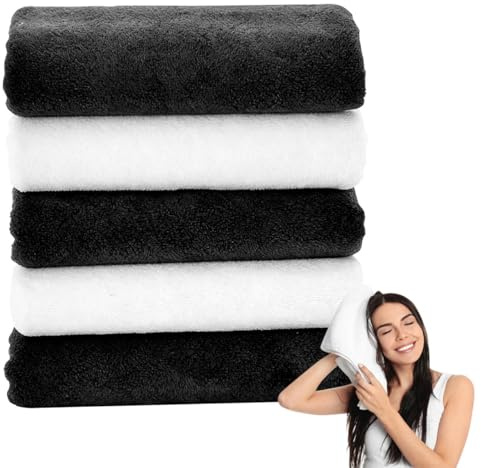 YDAKGUEY Microfibre Gym Sports Towels, 4 Pack Fast Drying Absorbent Sweat Towels for Men Women, Workout Towels for Gym Travel Camping Hiking Yoga (White & Black, 35x75cm)