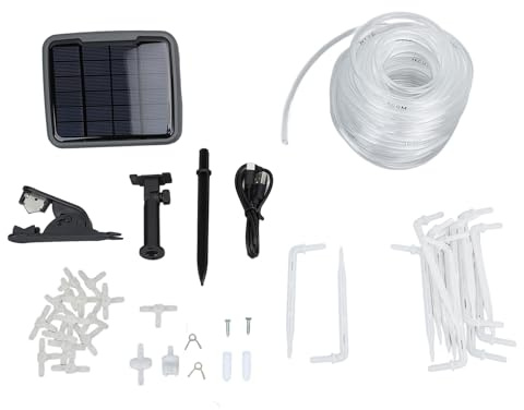 Kit Irrigazione a Goccia Automatico Solare, 15m Tubo - Risparmio Idrico Con Timer Programmabile, Auto Irrigazione Piante in Vaso E Orto (Versione normale)