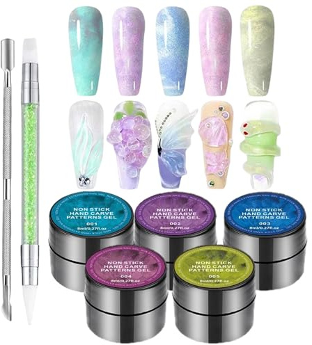 Nail | 5 st icke-klibbig pärlbas för naglar - nagelförstärkande gel - för manikyr, förlängning, formning, nybörjare, kvinnor, hemmabruk och