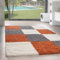 SIMPEX Alfombra de Pelo Largo, diseño a Cuadros, Alfombra Naranja, 160 x 230 cm, Alfombras de Estilo Moderno, Alfombra Sala de Estar