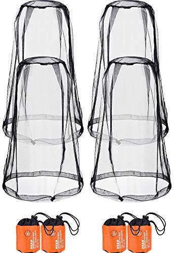 HESTYA 4 Pack Mosquito Net Face Mesh Protecting Net for Outdoor Hiking Camping Climbing Mosquito Fly Insects Preventing(Black)