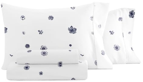 Linen Market 4-teiliges Bettwäsche-Set für King-Size-Betten (marineblaue Blumen) – Schlafen Sie besser als je zuvor mit diesen ultraweichen und kühlenden Bettlaken für Ihr Kingsize-Bett – tiefe Tasche