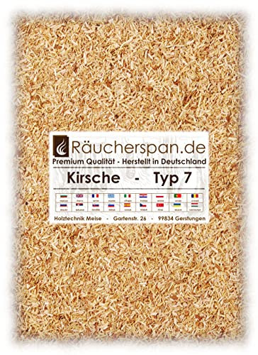 Copeaux de fumage de qualité supérieure cerisier, bois de cerisier Räucherspan.de type 7, 0,5-1,5 mm pour fumage à froid, 2 kg