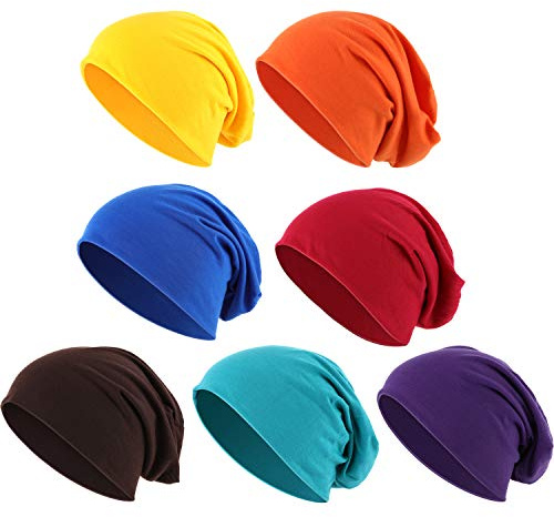 Dünne Strick Mütze Slouchy Hut Mütze Hip-Hop Schlafmütze Zwerg Mütze (Assorted Colors, 7 Stück)