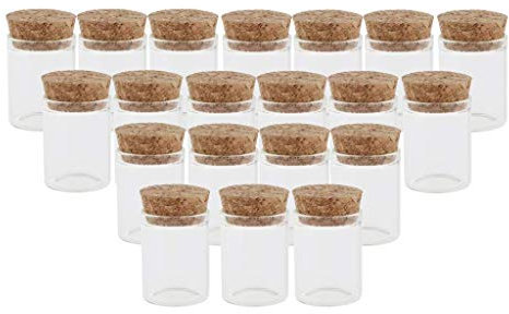 Tubayia 20 Stück 10ml Glasflaschen Mini Glasfläschchen mit Korken für DIY Handwerk