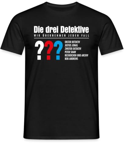 Die DREI Fragezeichen Detektive Visitenkarte Männer T-Shirt