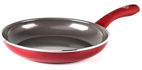GreenChef Diamond Healthy Ceramic Non-Stick 24 cm Frying Pan Skillet, PFAS-Free, Egg Pan, PFAS-Free, Induction Suitable, Oven Safe up to 160˚C, Red