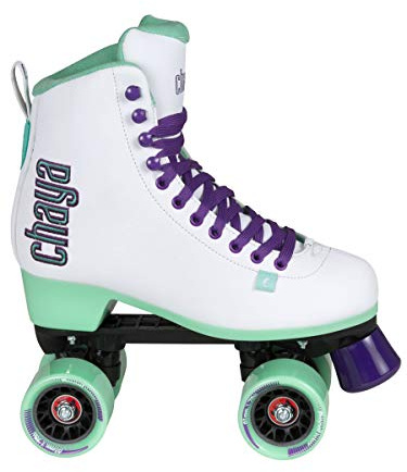 Chaya Rollschuhe Melrose White - Roller Skates für Damen und Herren im Retro-Look für Roller-Disco - Roll-Schuhe in Weiß/Teal