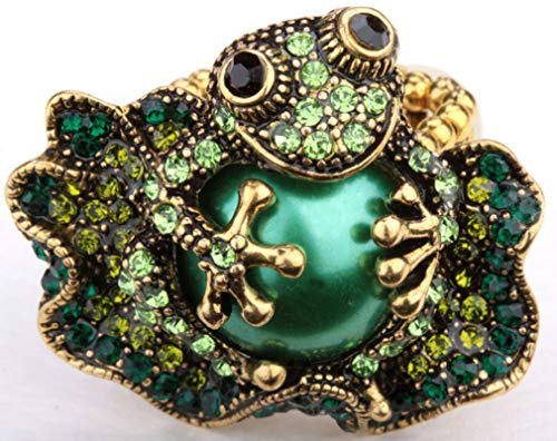 SALAN Frosch Stretch Ring Für Frauen Sommer Modeschmuck Kristall Tier Charme Gold Silber