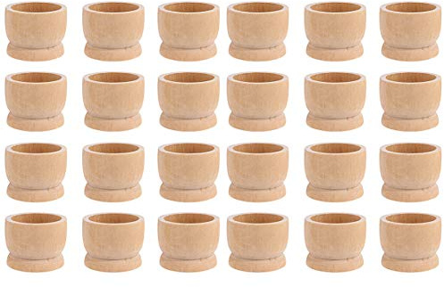 PRETYZOOM 24 Pièces Plateau D' Oeufs en Bois Communion pour Tasses Réfrigérateur Coquetier Bois Tasse- Classique en Bois De Pâques Coquetier Enfants DIY Oeufs Plateau De Table Tenant Tasses