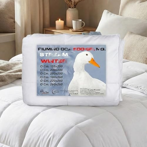 La biancheria per la casa Piumino d'Oca STREAM 500 gr. - 80% Piuma d'Oca e 20% Piumino - Bianco - Cm. 200X200