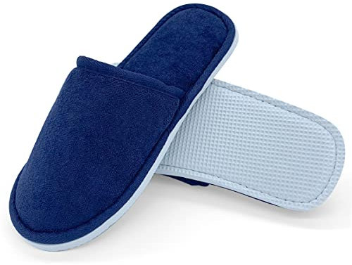 JOMIX Set Ciabatte Ospiti Lavabili in Spugna Pantofole da Viaggio Hotel Spa Punta Chiusa MD3762 (Blu C 2 Paia, 38/39)