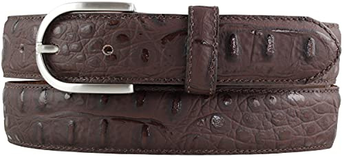 BELTINGER Damen-Gürtel mit Krokoprägung 3 cm | Leder-Gürtel für Damen 30mm Kroko-Optik | Kroko-Muster mit runder Gürtelschließe | Braun 100cm