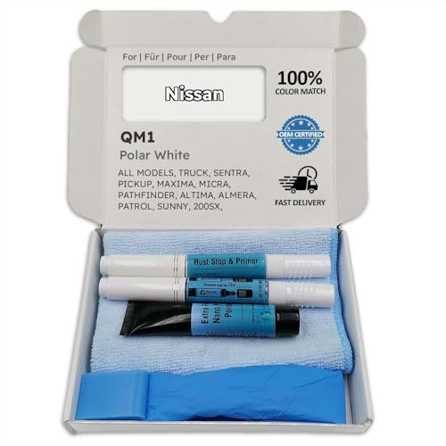 Genuine Colors Lackstift POLAR WHITE QM1 für Nissan Weiß TRUCK SENTRA PICKUP MAXIMA MICRA PATHFINDER ALTIMA ALMERA PATROL SUNNY 200SX FRONTIER PRIMERA MARCH SERENA PICK UP BLUEBIRD TERRANO X-TRAIL PUL