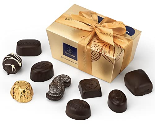 Leonidas Belgian Dark Chocolate Gift Box - 1 lb / 453 g - Birthday Thank You Anniversary Congratulations Gift Basket Gold Ribbon Gourmet Candy Assortment