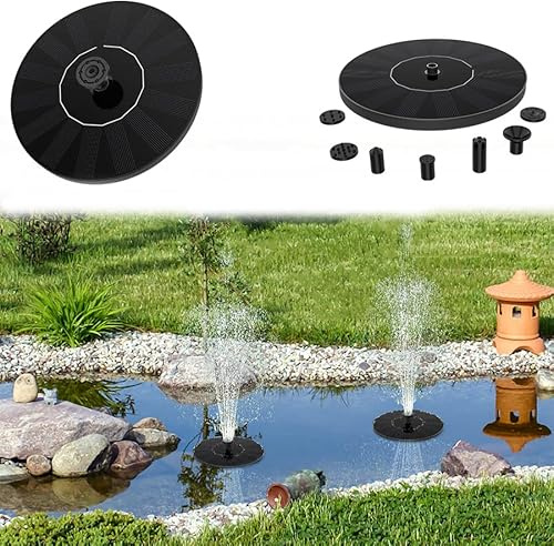 VA-Cerulean Solar Springbrunnen Teichpumpe Solarbrunnen 1.4W Solarpumpe Wasserpumpe Außen Gartenbrunnen Fontäne Pumpe mit 4 Fontänenstile für Teich Garten Fischteich Wasserspiele Gartenbedarf