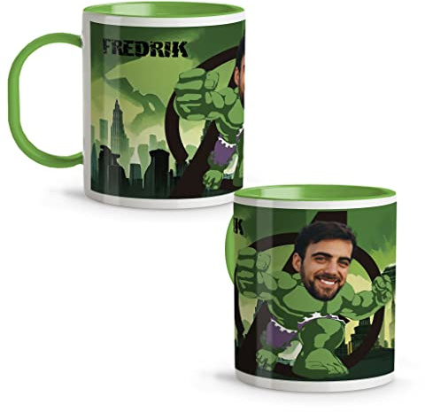 Hulk-Tasse. Personalisiert mit Foto und Name. Plastikbecher für Kinder. 330 ml. Original Becher. Kinderbecher. Originelle Geschenke. HULK