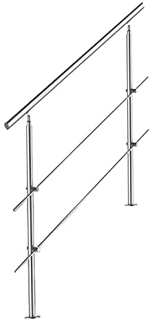 Tubiaz Edelstahl Handlauf Treppengeländer Geländer für Treppen Brüstung Balkon 180CM mit 2 Querstreben Ø 42mm für innen & außen