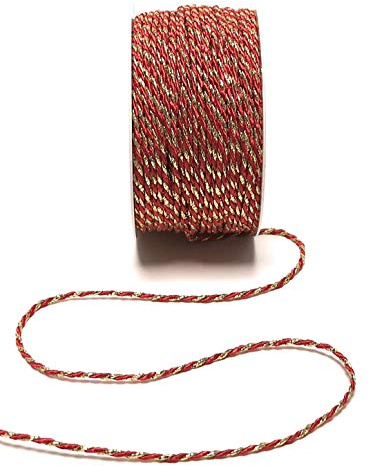 s.dekoda Kordel 50m x 2mm zweifarbig Rot - Gold Drehkordel Dekoband Kordelband Kordelschnur