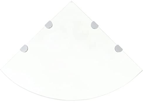 FIRBNUS 45x45x0,8 cm Eckregal mit Verchromten Halterungen Glas Regalboden Glas Bad Regal Glas Schwebend Glasregal für Wohnzimmer Badezimmer Wandregal Glas Gehärtetes Glas Transparent