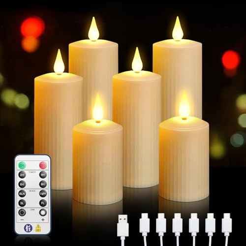 Forever Speed Wiederaufladbare LED Kerzen,Flammenlose Kerzen mit Fernbedienung timer wasserdicht Funktion, 6 Stück LED Teelichter für Heimdekoration, Weihnachten, Hochzeiten