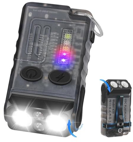 HOSONIC V20 Small EDC Powerful Torch 180° Rotatable, 1000 Lumens LED Torches Super Bright with 14 Modes Torch Light, USB C Rechargeable Flashlight with IP67 Waterproof Magnetic for Camping Hiking