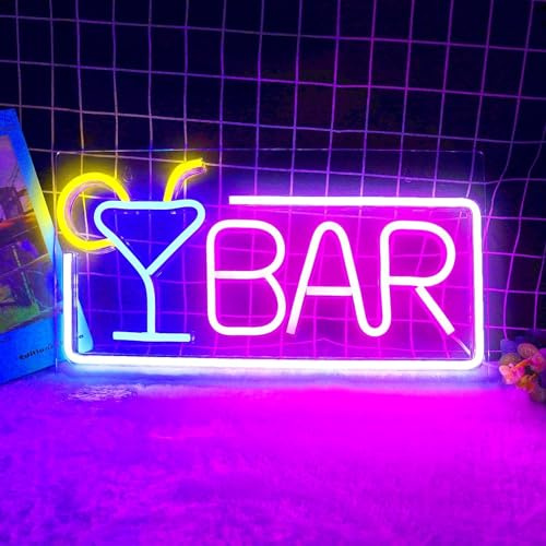 Bar Letrero de neón, JEMESI luz de neón LED rosa, decoración de pared para el hogar, dormitorio, decoración de fiesta con USB, Letrero luminoso para decoración de bar, decoración de pared