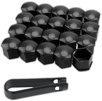 BRIOTA Lot de 20 Capuchons de boulons de Roue universels de 19 mm avec Outil de démontage (Noir)