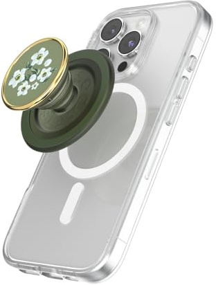 PopSockets: PopGrip Round för MagSafe – adapterring för MagSafe ingår – expanderande telefonstativ och grepp med en utbytbar topp för smartphones och fodral – blommig lindring
