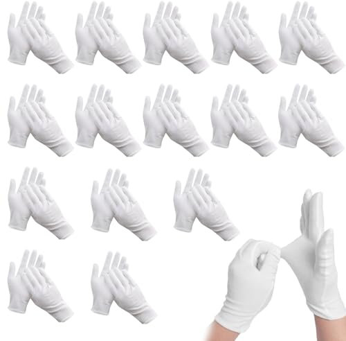 15 Pairs White Cotton Work Gloves - Protective, Moisturizing Gloves for Checking, Serving (Large Size)