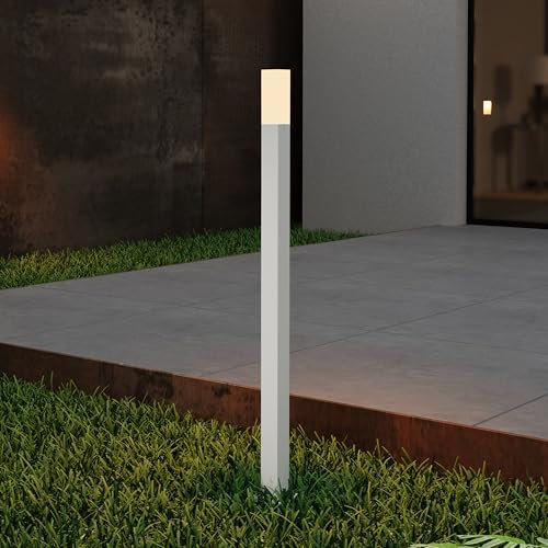 Mai & Mai Lampione da Giardino 3000K, Luminoso da Giardino IP65 Paletti Esterni Led 3.8x3.8x80.6cm in Alluminio per Giardini, Parchi, Aree Residenziali e Ingressi Deus Lumina, Sabbia bianco