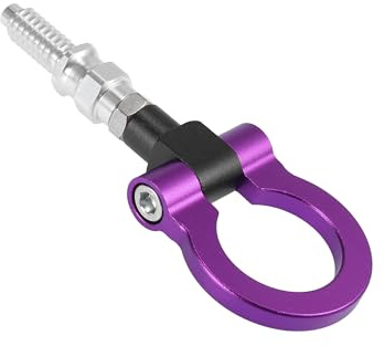Hihaha Gancho de remolque de aleación de aluminio morado para parachoques delantero, gancho de remolque para repuesto de artículo de coche, material duradero