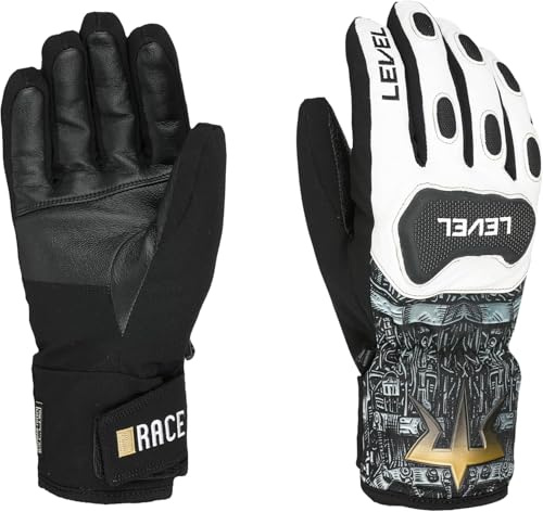 Level Replica - Guanti Sci Uomo con Paradita e Paranocche in Pelle e Tessuto, Invernali Termici Impermeabili, Abbigliamento Neve Ideale per Sciare e nella Stagione Fredda, 1 Paio